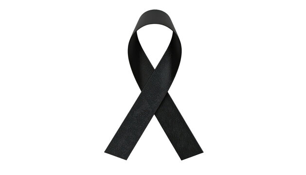 A single, simple black awareness ribbon is centered against a black background with soft lighting