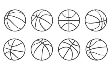 Basketball balls outline icon set, Basketball ball outline, Basketball svg, Basketball silhouette, A collection of basketball icons, Basketball outline, Sports ball outline.