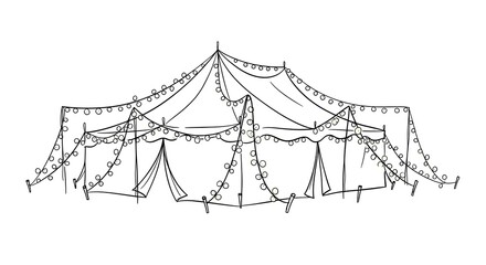 Decorative Tent with String Lights in Hand-drawn Style for Festive or Event Decoration