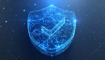 Cyber Shield: An abstract depiction of a glowing, tech-infused shield, representing the fortification and protection of digital information and systems, a visual metaphor for secure infrastructure.