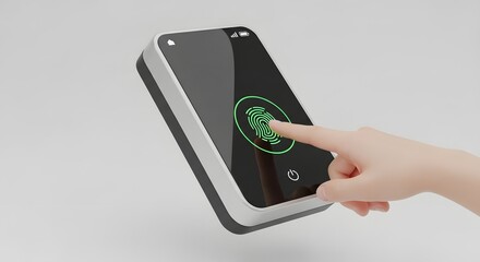 Digital Fingerprint Scanner with Touchscreen on Compact Device in Modern Setting