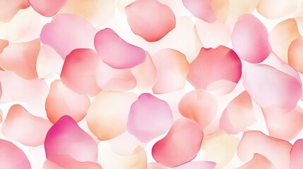 40.Close-up of delicate rose petals in shades of pink, ivory, and coral, with a gentle watercolor effect blending seamlessly, a soft-focus floral background ideal for festive and romantic designs