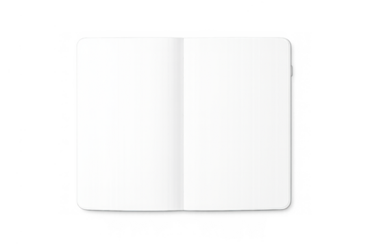 Blank open paper with rounded corners on transparent background creating a mockup for documents, brochures, or books