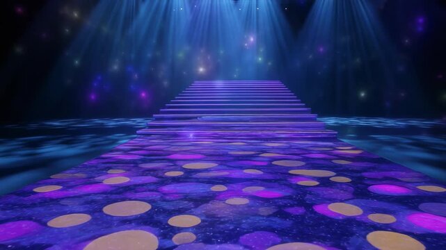 Stunning illuminated stage design with colorful lighting and artistic floor patterns for events