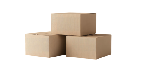 Stack of three brown cardboard boxes arranged on a black background, creating a simple, isolated composition