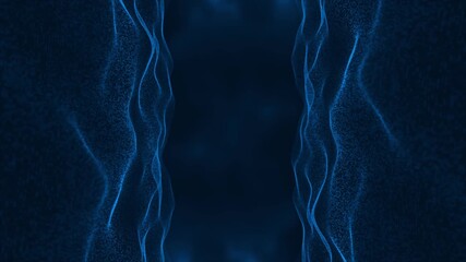 Elegant blue abstract particle waves create a dynamic backdrop for presentations or streaming modern tech vibes with geometric shapes and a futuristic feel - Powered by Adobe