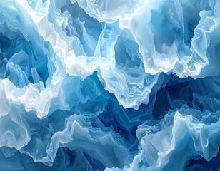 Fototapeta premium Abstract, rippling blue and white formations create a swirling effect