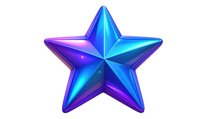 Obraz premium Iridescent star with vibrant blue and purple hues, appearing glossy against a dark backdrop