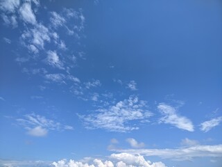 Bright Blue Sky with White Clouds and Mixed Cloudscape