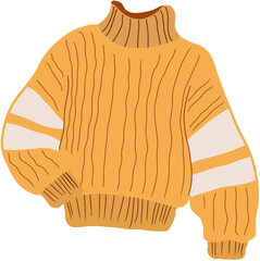 Warm and Stylish Mustard Yellow Ribbed Turtleneck Sweater Featuring Bold White Striped Sleeves for Cozy Autumn and Winter Fashion