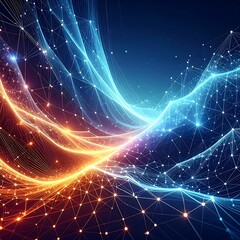 Abstract digital waves, glowing connections against a dark background