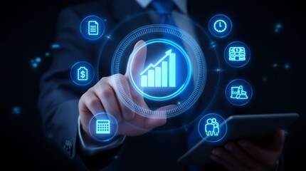 Business growth strategy digital marketing financial planning and investment management technology concept