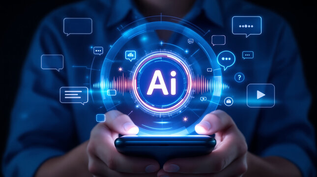 Ai artificial intelligence technology on mobile phone concept modern innovation future digital
