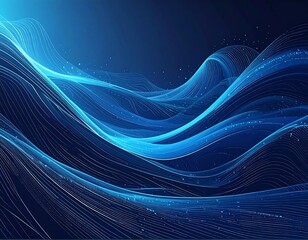 Abstract swirling blue lines create a dynamic flowing background