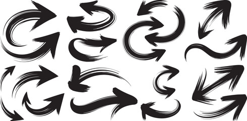 Black arrow vector set grunge style direction pointer navigation graphic design icon