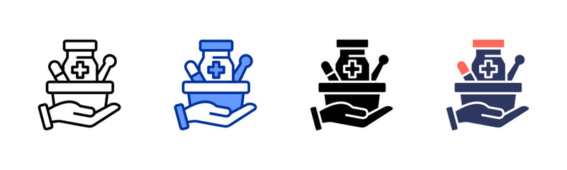 Pharmacy Service icon set multiple style collection