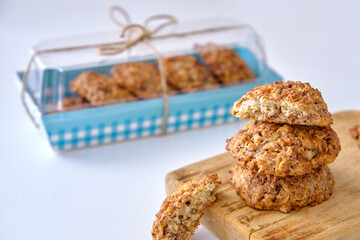 Oatmeal cookies with nuts and chocolate