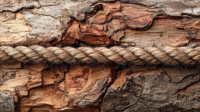 lignin. Close-up of tree bark with rope marks and natural erosion patterns. ESG reports, sustainability campaigns, designed for environmental awareness campaigns, used by presentation designers.