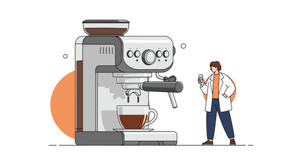 Expert barista meticulously preparing a perfect espresso shot with a high-quality coffee machine.