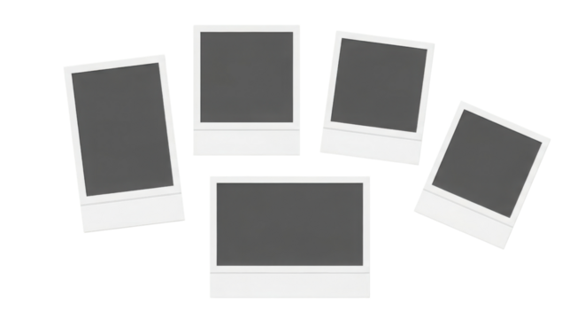 Collection of instant photo prints isolated on Transparent Background