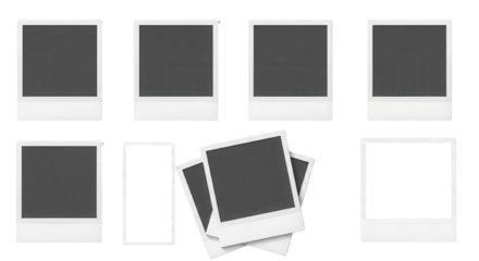 Set of instant photo frames for mockups and memory concept isolated on Transparent Background