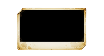 Old photograph frame with black center isolated on Transparent Background
