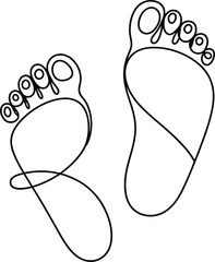 One Line Footprint Silhouette  Minimal Continuous Line Bare Foot Vector