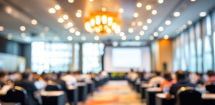 Abstract defocused photo of conference room or seminar room with attendee background, Business concept. High quality - Powered by Adobe