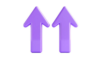 Two upward pointing lavender arrows with a glossy finish, arranged side-by-side against a plain black background