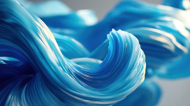 Blue and white abstract wave-like shapes in motion, with a gradient of blue shades and a smooth, flowing texture. - Powered by Adobe