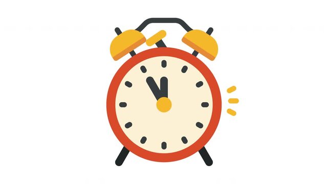 Red analog alarm clock with bell ringing