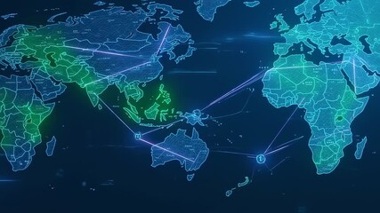 Global network connections visualization, digital world map and technology design concept - Powered by Adobe