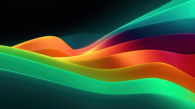 A colorful abstract wave design with vibrant colors and smooth lines on a dark background.
