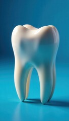 Close-up of a shiny tooth against an artistic blue background , dental, healthy