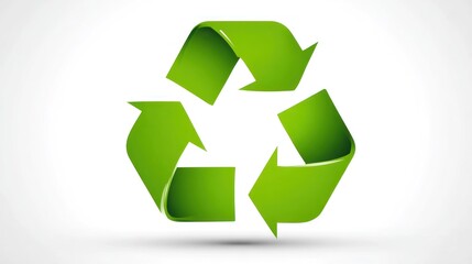 Fototapeta premium A green and a red recycling symbol on a white background with a shadow effect.