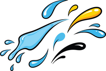 Obraz premium Dynamic Blue Yellow And Black Water Splashes Dynamic Abstract Motion Fluid Shapes