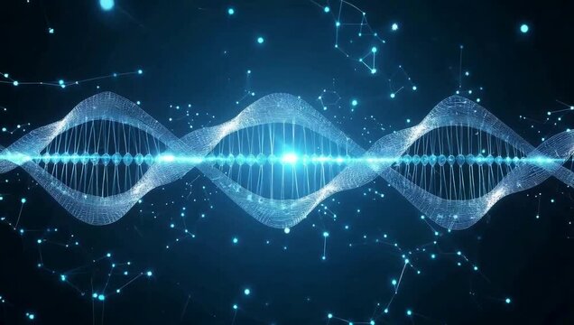 Abstract wave pattern with glowing nodes