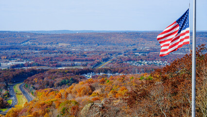 American Flag Autumn Landscape Scenic Overlook