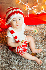 Baby Christmas Holiday Lights Festive Portrait