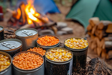 Canned Vegetables Beans Campfire Cooking Outdoor Camping Food
