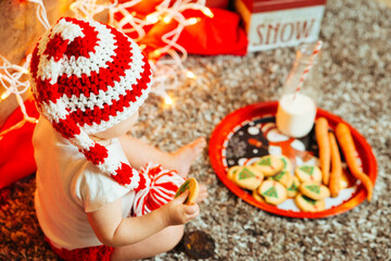 Baby Christmas Holiday Lights Festive Portrait