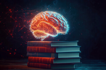 Neural Brain Network, Knowledge Learning Concept, Artificial Intelligence Books