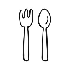 Fork and Spoon Hand Drawn Icon