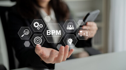 Business Process Management concept showing workflow analysis, process optimization, team collaboration, automation, and performance improvement Latch