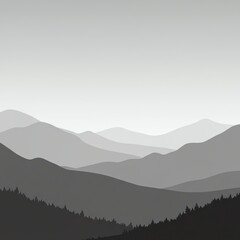 Obraz premium Mountain range landscape in grayscale tones