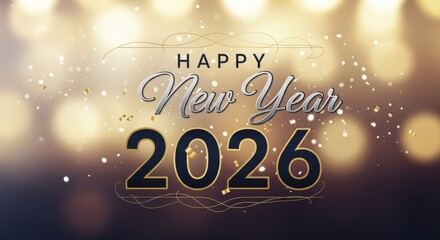 Happy New Year 2026 Celebration - Celebrate the New Year with this festive , featuring glittering lights and a stylish "Happy New Year 2026" message