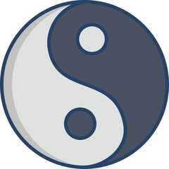 Yin Yang Symbol With Dark Blue Outline Light Gray and Dark Gray Sections Representing Balance and Harmony On a Transparent Background