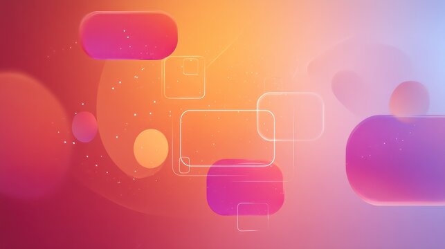 A vibrant, abstract digital art piece with a gradient background featuring shades of pink, purple, and orange.