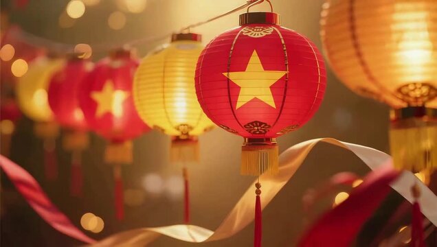 Colorful lanterns with star motifs