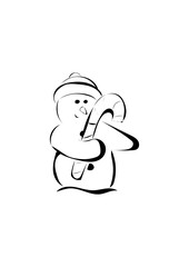 Schneemann mit Zuckerstange